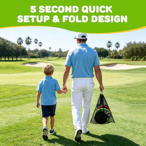 Golf Chipping Game Set Kids Backyard Golf Practice Set w/3-Sided Hitting Mat,20 Balls,6 Discs,Golf Club &4 Ground Stakes&Tees,4 in 1 Indoor Outdoor Family Game Sports Toy, for Boys Girls