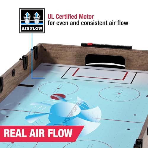 3-in-1 Combo Game Table - Air Hockey, Billiards, & Foosball with Adjustable Legs, Accessories Included, Black