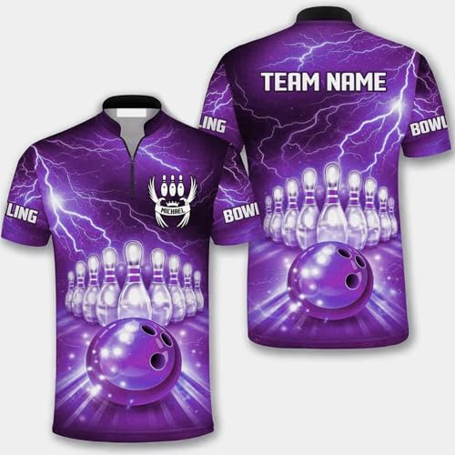 GABITA Personalized Bowling Jerseys for Men, Custom Bowling Polo Shirt, Bowling Shirts Gift for Bowler Team Player - color: A56