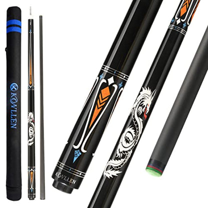 KONLLEN Carbon Fiber Pool Cue Stick 58-inch Professional Pool Sticks for Adults Full Carbon Technology Low Deflection Pool Cue Billiard Cues with 12.5mm Tip (Easy to Control, Pro Taper, Ultra-Smooth) - color: 016 black