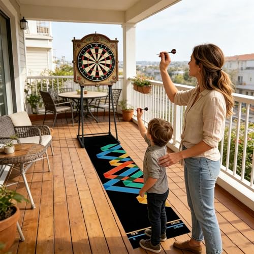Throwing Mat - Velvet Dart Practice Mat, Non Slip Distance Line, Quick Dry Durable Training surfacê Ruler Marked for Home Game Room Bar Tournament Setup - size: 10
