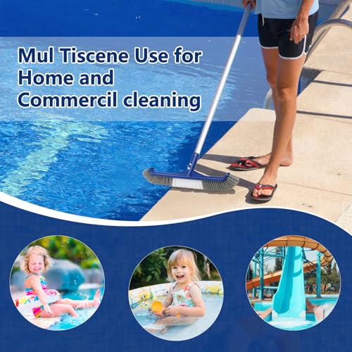 Banax Pool Brush Head, 17.5" Swimming Pool Brush for Cleaning Pool Walls, Curved Edge Heavy Duty Head Designed for Cleans Walls, Premium Nylon Brush with EZ Clip - color: Two-in-one Brush