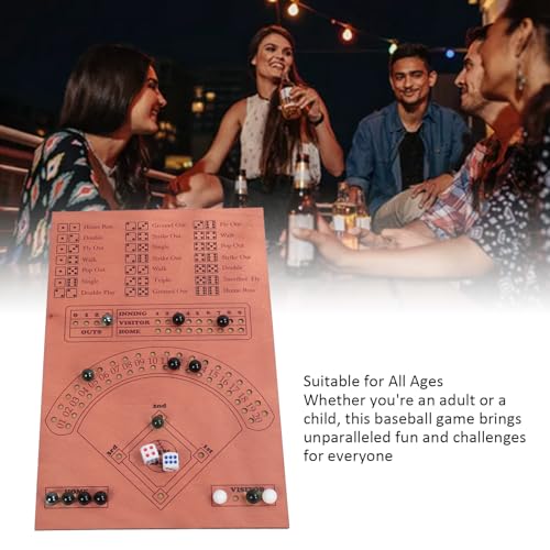 TOPINCN Baseball Dice Board Game, Premium Solid Wood Table Game with Dice and Marbles Fun Baseball Battle for Kids Adults Family Party Gatherings