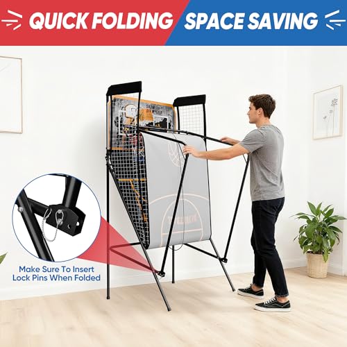 Basketball Arcade Game Shot Creator Indoor Foldable Electronic Double Shootout Sport Game Official Home Dual Shot Basketball 2 Player with 4 Balls (Black Gold) - color: Black Gold