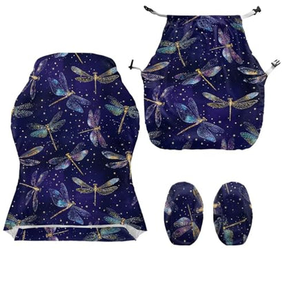 Dragonfly Print Gaming Chair Cover with Armrest Covers Scratch Proof Anti-Dust Game Chair Covers Slipcover Universal Fit for Desk/Swivel/Rotating Chairs Protector - color: Purple - Dragonfly