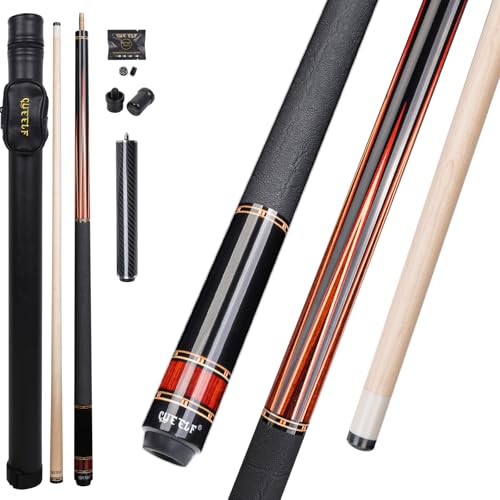 CUEELF Professional Pool Cue Stick – Handmade, Low Deflection | Solid Brass Joint Low Deflection Shaft 12.5mm Pro Tip & Inlay Ring Leather Non-Slip Wrap Precision Balanced - color: CJ-SH-04