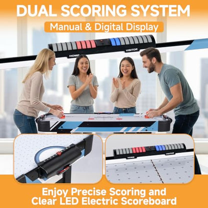 48” Air Hockey Table for Adults – Full-Size Arcade Game Table with LED Electronic Scoreboard, 2 Pushers & 2 Pucks, Sturdy MDF Frame for Home, Office & Game Room