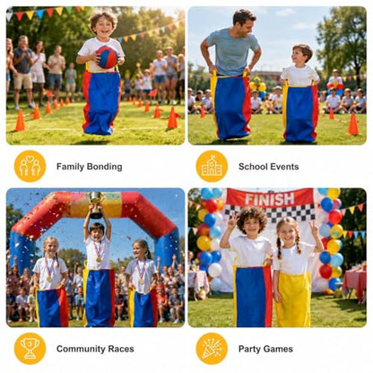 RAINFLOW Potato Sack Race Bags - 2 PCS Outdoor Games Sack Race Bags for Adults and Kids Carnival Games for Outside Camping Backyard Birthday Party Family Reunion Field Day