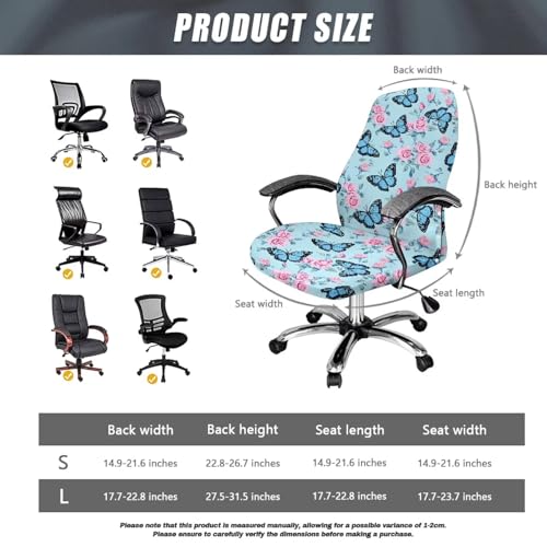 Butterflys Office Chair Covers, Stretch Computer Universal Boss Modern Style High Back Chair Slipcover Computer Chairs Covers for Dogs Cats Pets - color: Butterflys 3, size: Large