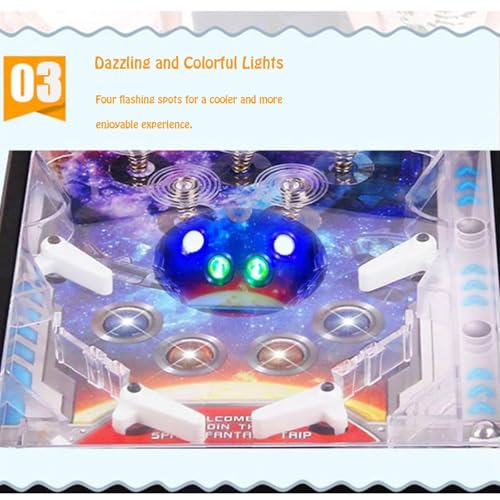 Retro Arcade Pinball Machine - Portable Tabletop Game with Sounds, Lights and Auto Scoreboard, Fun for All Ages, Birthday Party Gift, Desk Toy