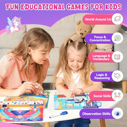 JoyCat Seek & Find Game Book, Educational Toys for Girls Ages 3-5, Preschool Learning Activities for Toddlers & Kids, Christmas Road Trip Travel Toys for Car & Airplane, Gifts for 3 4 5 6 Year Olds - style: 3. Seek & Find Girls