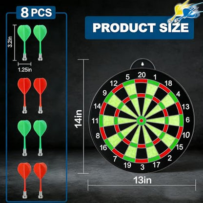 Magnetic Dart Board Set with 8 Darts, Indoor Outdoor Games for Family and Friends, Safe Design for Adults