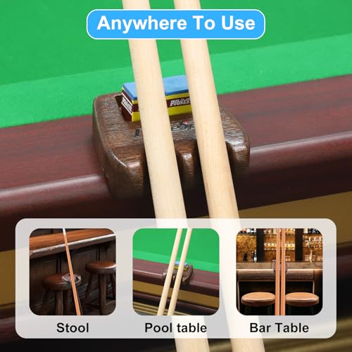 Weighted wooden 2-Cue pool cue stick holder, billiard cue stick holder, chalk holder