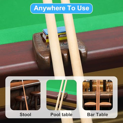 Weighted wooden 2-Cue pool cue stick holder, billiard cue stick holder, chalk holder