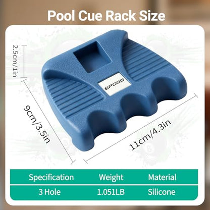 Pool Cue Holder for Table, Cue Stick Holder Pool Cue Holder Portable Weighted Billiard Cue Rack with Chalk Holder Blue (3 Holes) - style: 3 Holes-Blue