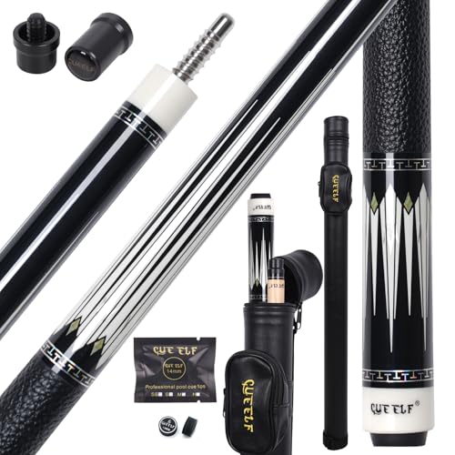 CUEELF 2-Piece Professional Pool Cue Set 58" Low Deflection Shaft Pool Cue with 12.5mm Tip Pool Stick Featuring Premium Leather Grip - color: WD-CA23-07, size: 21 oz