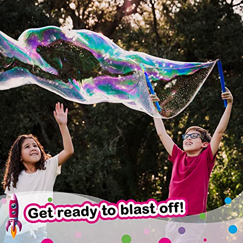 WOWMAZING Giant Bubble Kit: Space - Incl. Wand, 2 Big Bubble Concentrate Pouches and 8 Glow-in-the-Dark Stickers | Outdoor Toy for Kids, Girls | Bubbles Made in The USA - Space Kit - style: Space