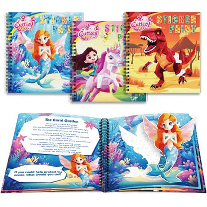 3PCS Paint by Sticker Book for Kids Ages 4-8 - Sticker by Number Activity Books with Stories | Travel Airplane Car Toys, Screen-Free Puzzle Easter Craft Gift for Girls Ages 3-5 4-6 6-8 - color: Style-3-3pcs