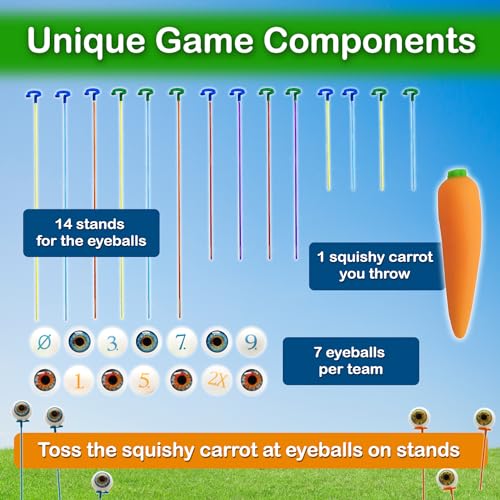 Eyeballs of Madness: Like Horseshoes with Strategy…and a Fleshy Carrot | 2-6 Players | Compare to Yard Games and Outdoor Games Like Cornhole, Lawn Darts, Bean Bag Toss | Use Agility and Brains to Win!