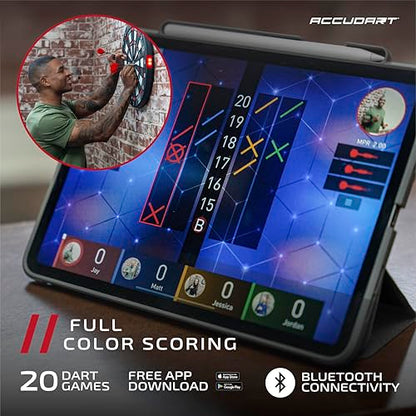 Accudart Smart Electronic Dartboard – Soft Tip Board with Online Play, Bluetooth App Scoring, Stat Tracking & 15.5” Regulation Target