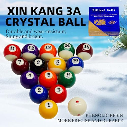 3A Grade Phenolic Resin Billiard Balls Set - 16pcs Tournament Pool Balls, Crystal Billiard Balls for Professional & Home Game