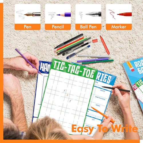 Gethelud 2 Pack Road Trip Game Pads, 10 Games (Categories, Dot & Boxes, Tic-tac-Toe, Scavenger Hunt Bingo), Pen Pencil Paper Game, Plane Trip/Car Travel/Getaway Activity Pad for Kid, Adult - style: Classic+Scavenger hunt bingo