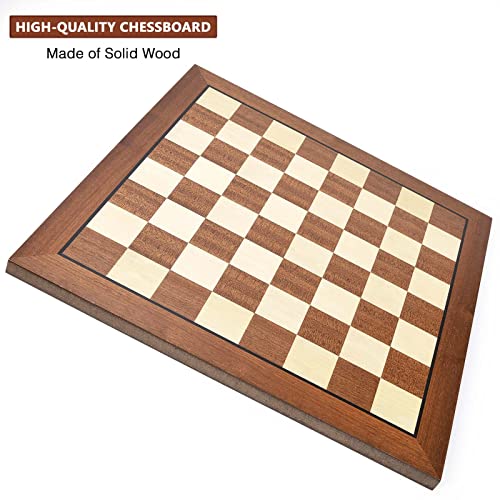 AMEROUS 15'' x 15'' Wooden Chess Board No Pieces, Professional Tournament Chessboard Only with Gift Package - Chess Rules, Portable Chess Board for Beginners, Kids, Adults