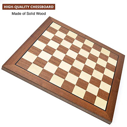 AMEROUS 15'' x 15'' Wooden Chess Board No Pieces, Professional Tournament Chessboard Only with Gift Package - Chess Rules, Portable Chess Board for Beginners, Kids, Adults