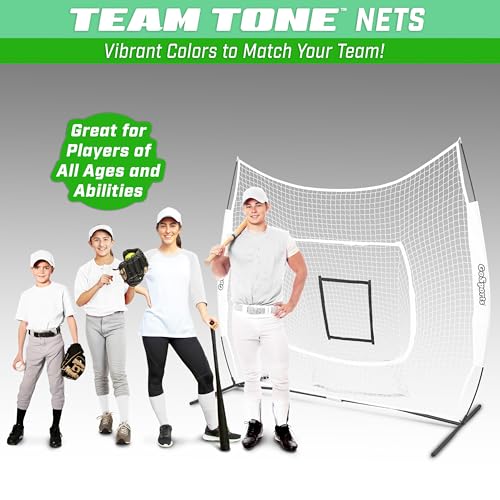 GoSports 7 x 7 ft Baseball & Softball Nets - Available in Team Colors - Batting & Pitching Net with Strike Zone - color: White