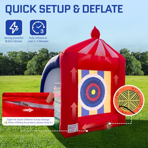 OZIS 6.5x6.5x9Ft Inflatable Axe Throwing Game with Built-in Blower Portable Fun Axe Toss Target Dart Board, Interactive Inflatable Carnival Games for Commercial Events, Parties, Family Activities - style: Axe Throwing Target