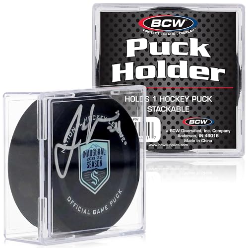 BCW Hockey Puck Display Case – Crystal Clear Stackable Puck Holder with 2-Piece Snap Design | Regulation Hockey Puck Case Display - 1ct
