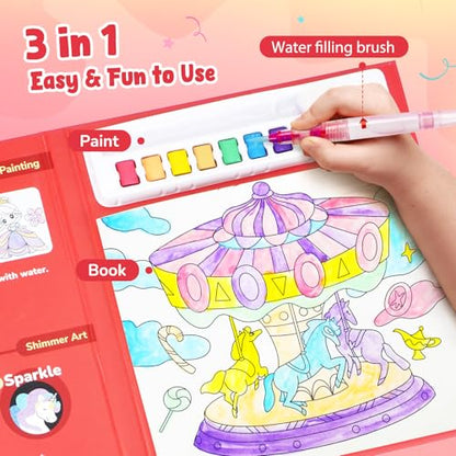 JoyCat Paint with Water Coloring Books, Art & Craft Activity, No Mess Art for Kids Ages 4-8, Craft Kits & Supplies, DIY Creative Activity, Gifts for Girls & Boys (Funfair) - style: Funfair