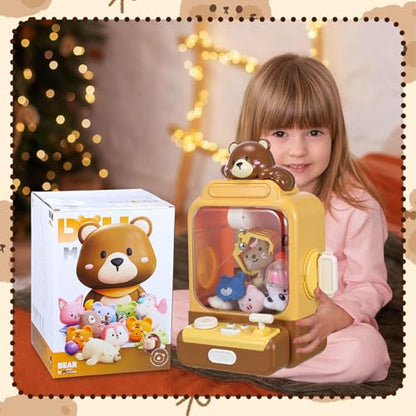 Arrowbash Cartoon Claw Machines for Kids 36 Prizes Age 6+ Mini Vending Machines with Music for Kid with Plush Toy Christmas Birthday Thanksgiving Girls Boys Gifts(Bear) - style: Bear