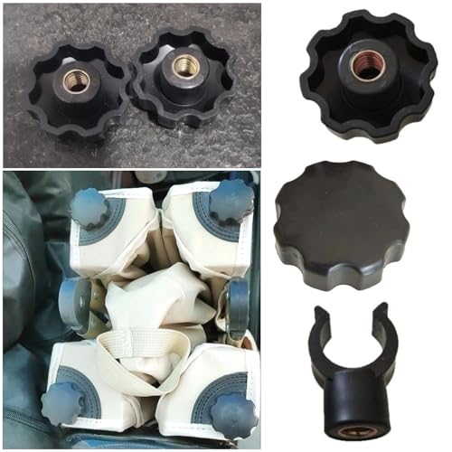 4 Set Collapsible Wagon Cart Star Knobs Replacement 8mm Female Threaded Knob Nuts Tightening Screw with Folding Utility Wagon Table Top Bracket Clips for Collapsible Wagons Carts with Wheels