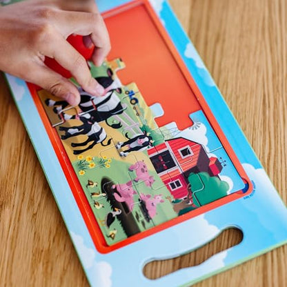 Melissa & Doug Take-Along Magnetic Jigsaw Puzzle Set – On the Farm (2 x 15 Piece) Travel Activity Toy for Preschoolers and Kids Ages 3+ - FSC Certified - style: Farm