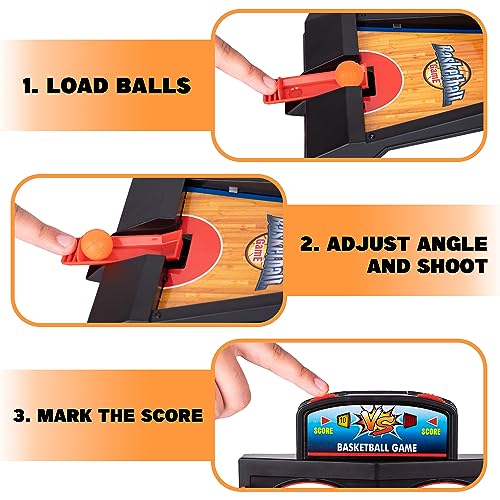 ArtCreativity Mini Basketball Tabletop Game with 20 Mini Balls or 24 Replacement Balls, 2-Player Desktop Arcade Basketball Toy for Kids and Adults - style: Basketball Game