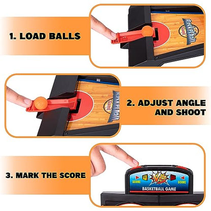 ArtCreativity Mini Basketball Tabletop Game with 20 Mini Balls or 24 Replacement Balls, 2-Player Desktop Arcade Basketball Toy for Kids and Adults - style: Basketball Game