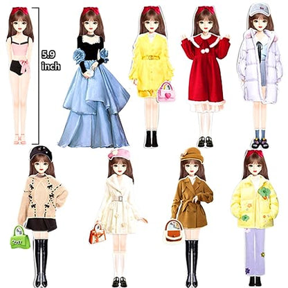 Magnetic Princess Dress Up Paper Doll Pretend Play Toys Magnet People Clothes Puzzles Game for 3+ Year Old Girls Toddler,Preschool Learning Created Imagine Set Birthday Gift - style: H Set