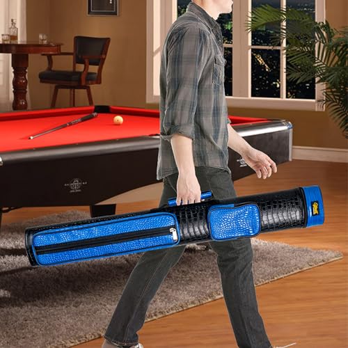 Billmart Pool Cue Case, 2 X 3 Hard Pool Cue Stick Carrying Case, Billiard Stick Accessories - color: Blue