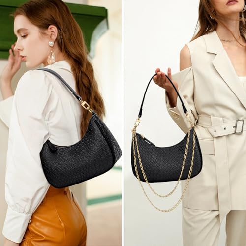 KKXIU Shoulder Bag for Women Cute Hobo Purses and Handbags Retro Clutch Underarm Purse | Cute - color: B-black