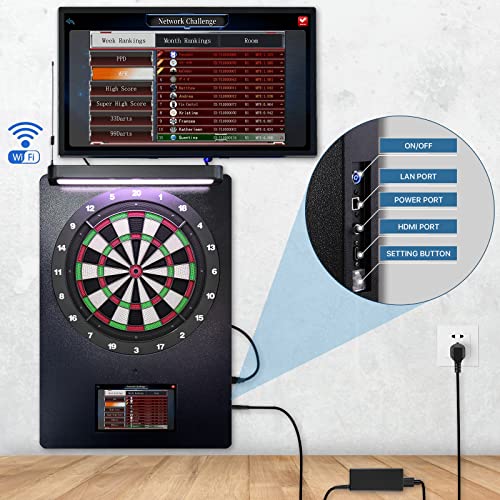 M2 Electronic Dart Machine Online Soft Tip Dartboard for Adults | 15.5"Highgrade Nylon Target,11.6"Touch Screen,Fast Automatic Scoring,17 Games,Network Battle Ranking，For Bar Man Cave