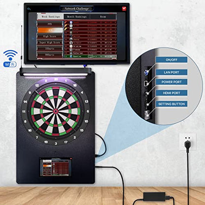 M2 Electronic Dart Machine Online Soft Tip Dartboard for Adults | 15.5"Highgrade Nylon Target,11.6"Touch Screen,Fast Automatic Scoring,17 Games,Network Battle Ranking，For Bar Man Cave