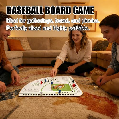 Baseball Board Game，5mm Thick Solid Oak Baseball Board Game, Portable Dice & Marker Table Game with Manual, Ideal for Family Game Night, Party & Travel