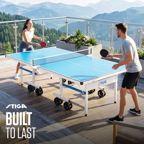 STIGA Outdoor Table Tennis Table – All-Weather Waterproof Aluminum Ping Pong Table with Net & Post, QuickPlay Assembly, 108" L x 60" W x 30" H - style: XTR Pro