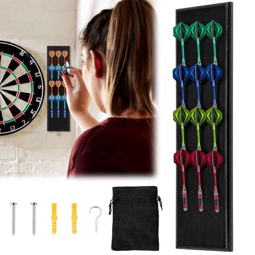 Darts Caddy Wall Mounted Wooden Darts Holder with Metal Hook Space Saving Storage Rack for Game Room Apartment(black,1)