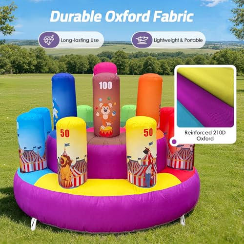 6.6x4.5Ft Inflatable Ring Toss Game with Built-in Blower, Giant Inflatable Ring Toss, Circus Carnival Target for Indoor/Outdoor Party, Family Gathering