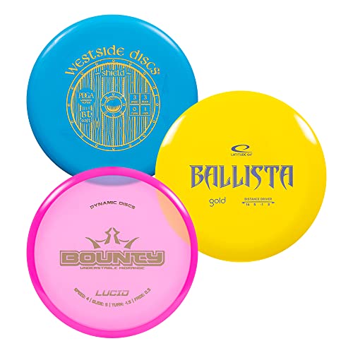 Trilogy Disc Golf Set | Contains 3 Random Dynamic Discs, Latitude 64, Westside Disc Golf Discs | Disc Golf Starter Set w/Putter, Midrange, Driver | Premium Plastic Frisbee Golf Discs Set | 3 Pack