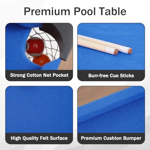RAYKEEP 4FT Billiard Table, Mini Pool Table for Teens and Adults, Indoor & Outdoor Game Table Set Includes 2 Cue Sticks, 16 Balls, Triangle, Chalk for Game Room Family (Green)