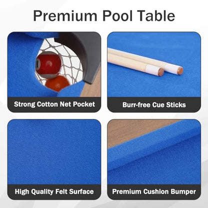 RAYKEEP 4FT Billiard Table, Mini Pool Table for Teens and Adults, Indoor & Outdoor Game Table Set Includes 2 Cue Sticks, 16 Balls, Triangle, Chalk for Game Room Family (Green)