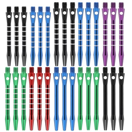 Psyqtsuary Pointed tip Shafts for Steel Tip, 30 Pcs 2BA Thread Aluminum Pointed Tips shafts with Rubber O Rings 50 mm/53 mm Aluminium Alloy Pointed-tip Stems Pointed-tip Replacement Parts Soft Tips